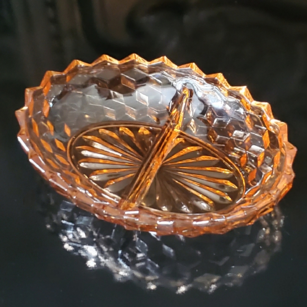 Vntg "Whitehall Peach" 2-Part 10" Oval Dish by Colony